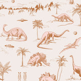 May and Fay Dino Planet dino behang voor de meisjeskamer roze beige