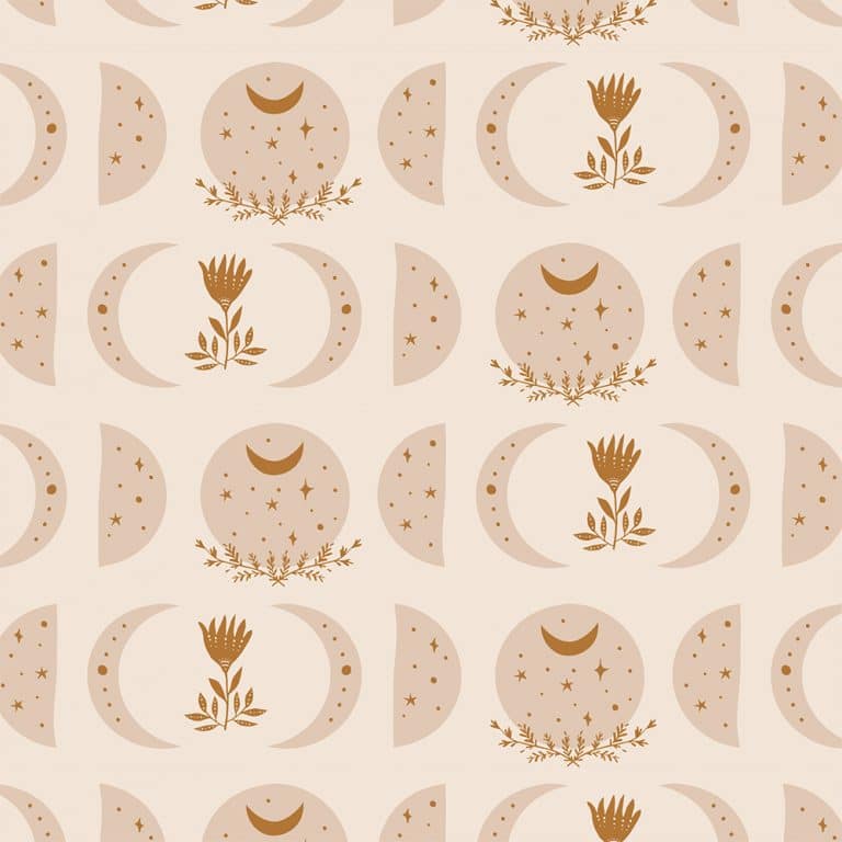 May and Fay Luna sterren en manen behang voor een meisjeskamer en babykamer beige