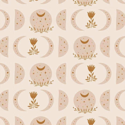 May and Fay Luna sterren en manen behang voor een meisjeskamer en babykamer beige