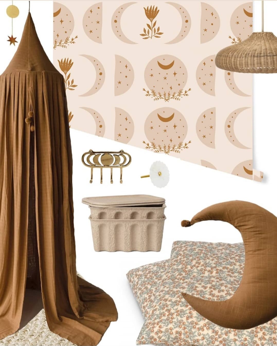 May and Fay Luna sterren en manen behang voor een meisjeskamer en babykamer beige