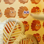 Aniek Bartels x Meet me at the wall lion heads butter yellow geel meisjeskamer 