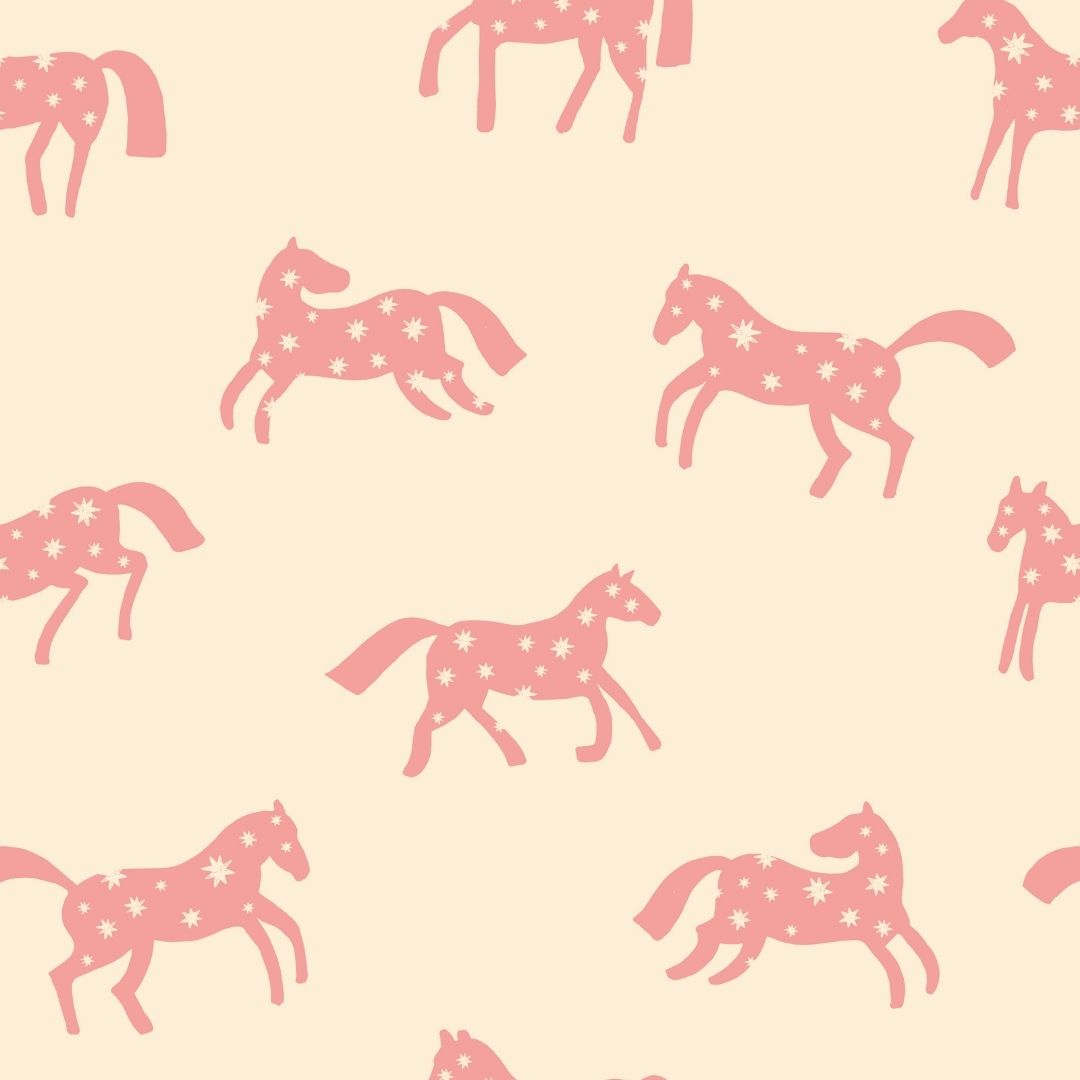 Joelle Wehkamp x Meet me at the wall magic horses paarden behang voor de kinderkamer meisjeskamer creme roze
