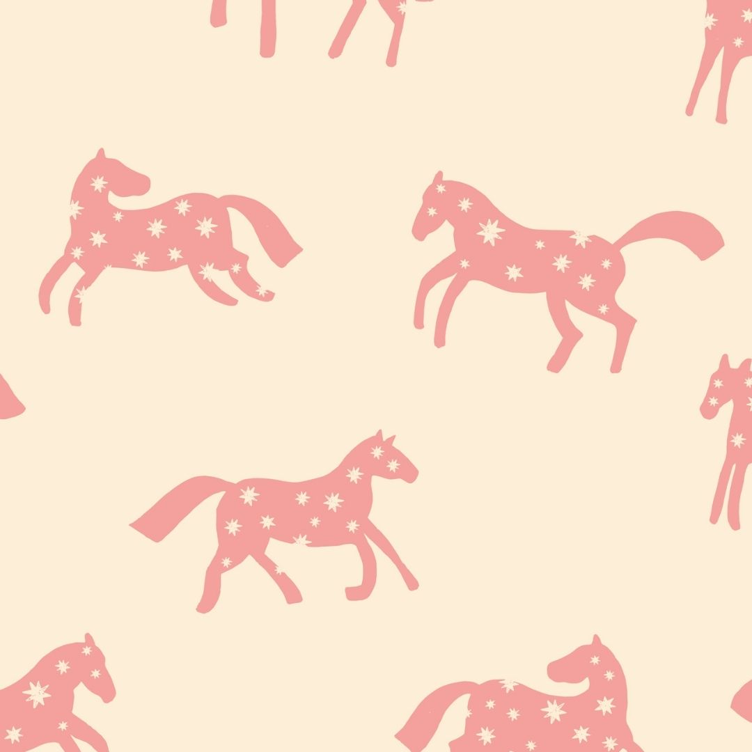 Joelle Wehkamp x Meet me at the wall magic horses paarden behang voor de kinderkamer meisjeskamer creme roze