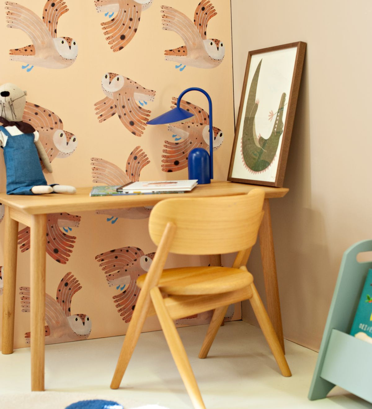 Aniek Bartels x Meet me at the wall owl uilen dierenbehang behang meisjeskamer babykamer creme