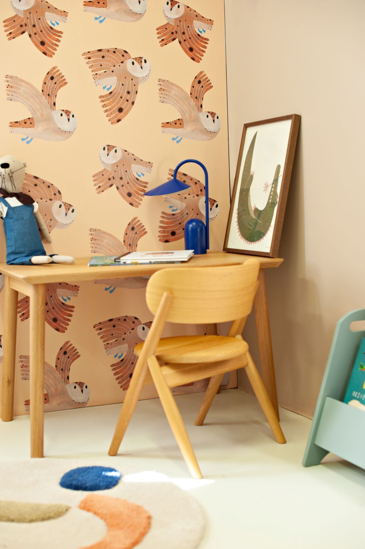 Aniek Bartels x Meet me at the wall owl uilen dierenbehang behang meisjeskamer babykamer creme
