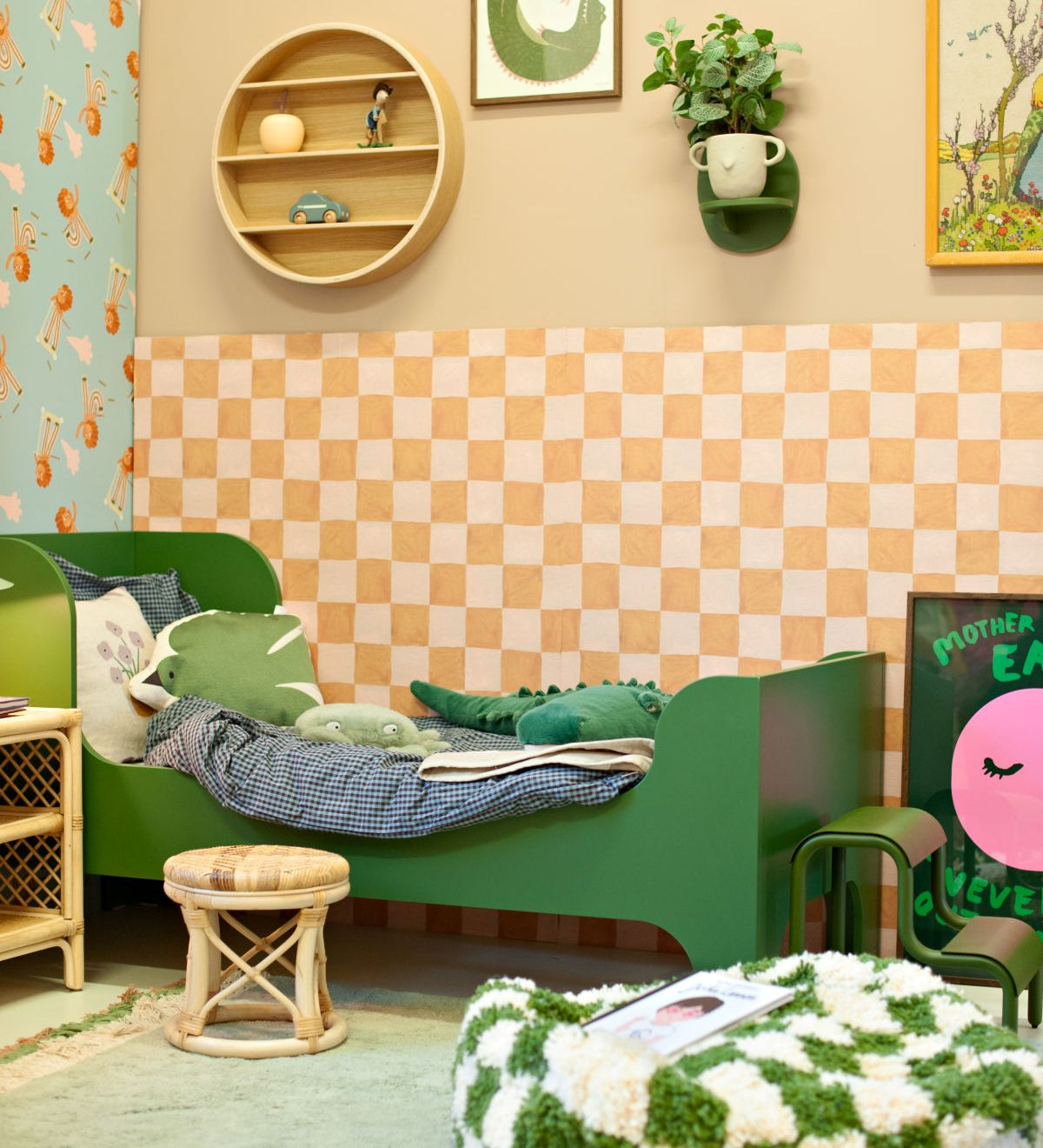 Aniek Bartels x Meet me at the wall geblokt behang zand jongenskamer meisjeskamer neutrale kinderkamer babykamer