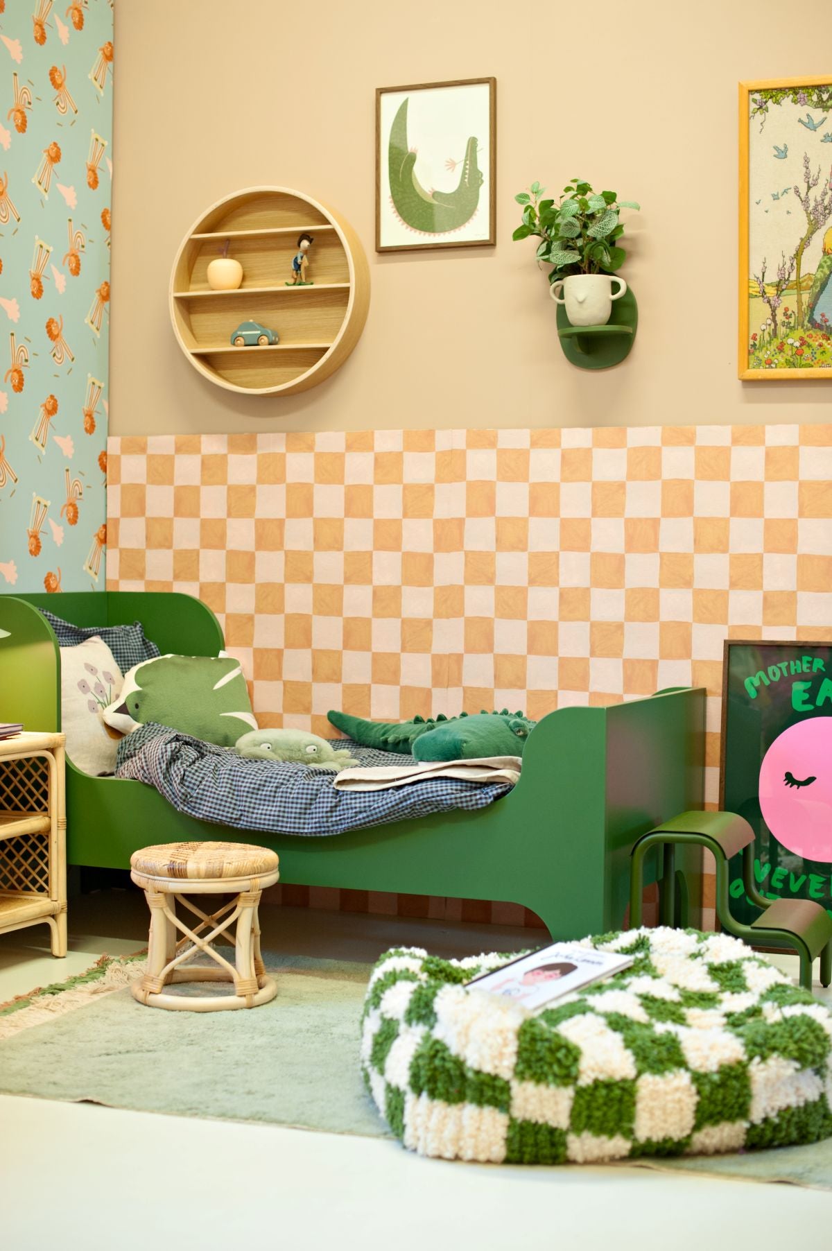 Aniek Bartels x Meet me at the wall geblokt behang zand jongenskamer meisjeskamer neutrale kinderkamer babykamer