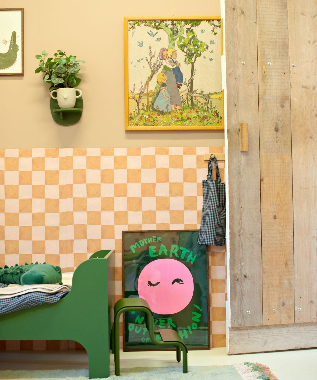 Aniek Bartels x Meet me at the wall geblokt behang zand jongenskamer meisjeskamer neutrale kinderkamer babykamer