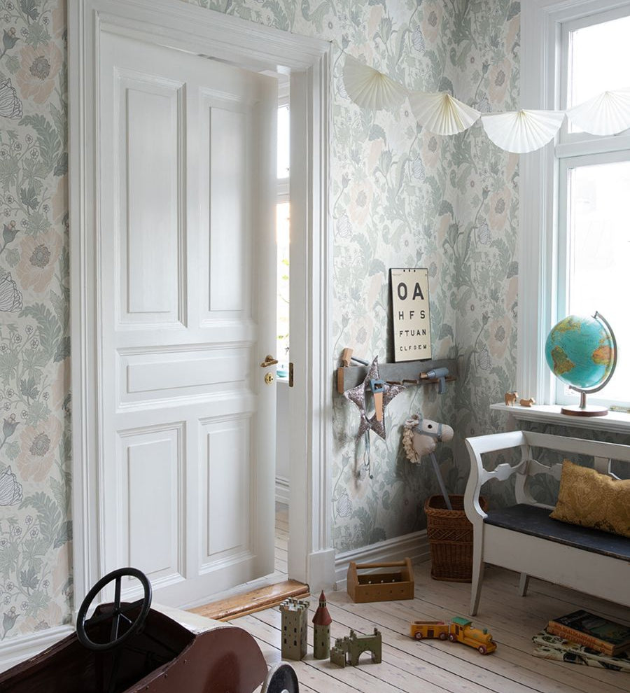 Midbec Anemone Anemoon bloemenbehang voor meisjeskamer en babykamer off white 33000
