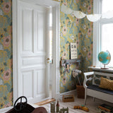 Midbec Anemone Anemoon bloemenbehang voor meisjeskamer en babykamer oker 33002
