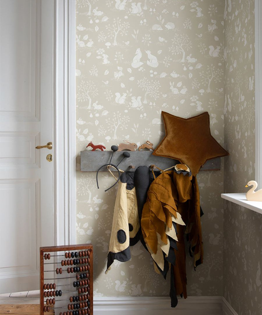 Midbec bosdieren behang voor de kinderkamer beige 44126