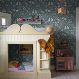 Midbec bosdieren behang voor de kinderkamer blauw 44129