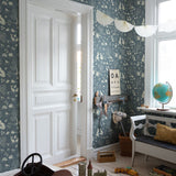 Midbec bosdieren behang voor de kinderkamer blauw 44129