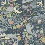Havet Midbec uit Resan collectie kinderkamer behang zeedieren donkerblauw 29018