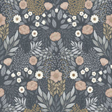 Midbec ang bloemen behang voor de kinderkamer donkerblauw 26004