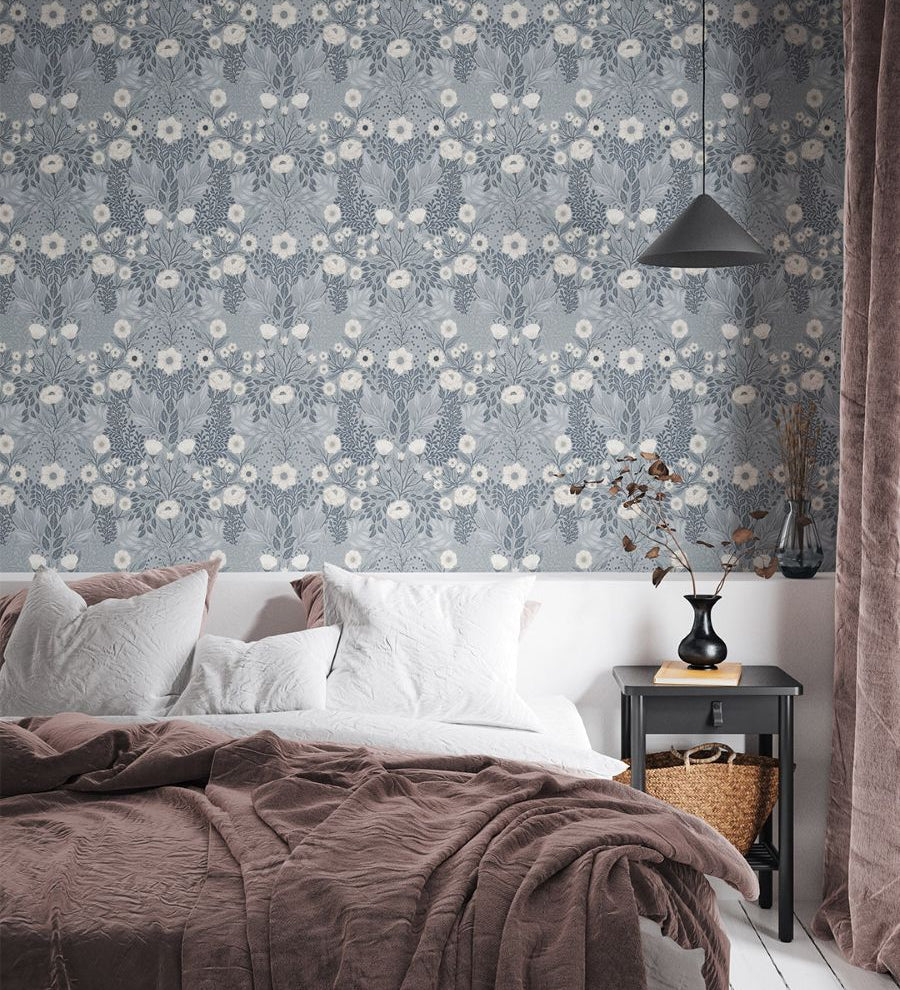 Midbec ang bloemen behang voor de kinderkamer lichtblauw 26003