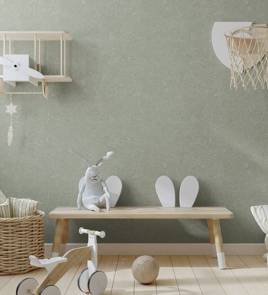 Midbec Landskapsdjur bosdieren behang voor de kinderkamer groen 26017