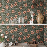 Midbec bloemenbehang voor de kinderkamer Poppy groen 28028