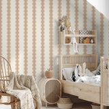 Papr Walls strepen behang meisjeskamer of babykamer met boogjes bubble dot beige bruin