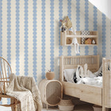 Papr Walls strepen behang meisjeskamer of babykamer met boogjes bubble dot lichtblauw lila