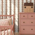 Papr Walls strepen behang meisjeskamer of babykamer met boogjes bubble dot bruin koraal