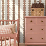 Papr Walls strepen behang meisjeskamer of babykamer met boogjes bubble dot bruin koraal