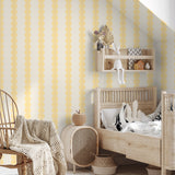 Papr Walls strepen behang meisjeskamer of babykamer met boogjes bubble dot geel lila 