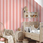 Papr Walls strepen behang meisjeskamer of babykamer met boogjes bubble dot paars koraal