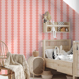 Papr Walls strepen behang meisjeskamer of babykamer met boogjes bubble dot paars koraal