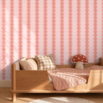 Papr Walls strepen behang meisjeskamer of babykamer met boogjes bubble dot paars koraal