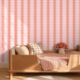 Papr Walls strepen behang meisjeskamer of babykamer met boogjes bubble dot paars koraal