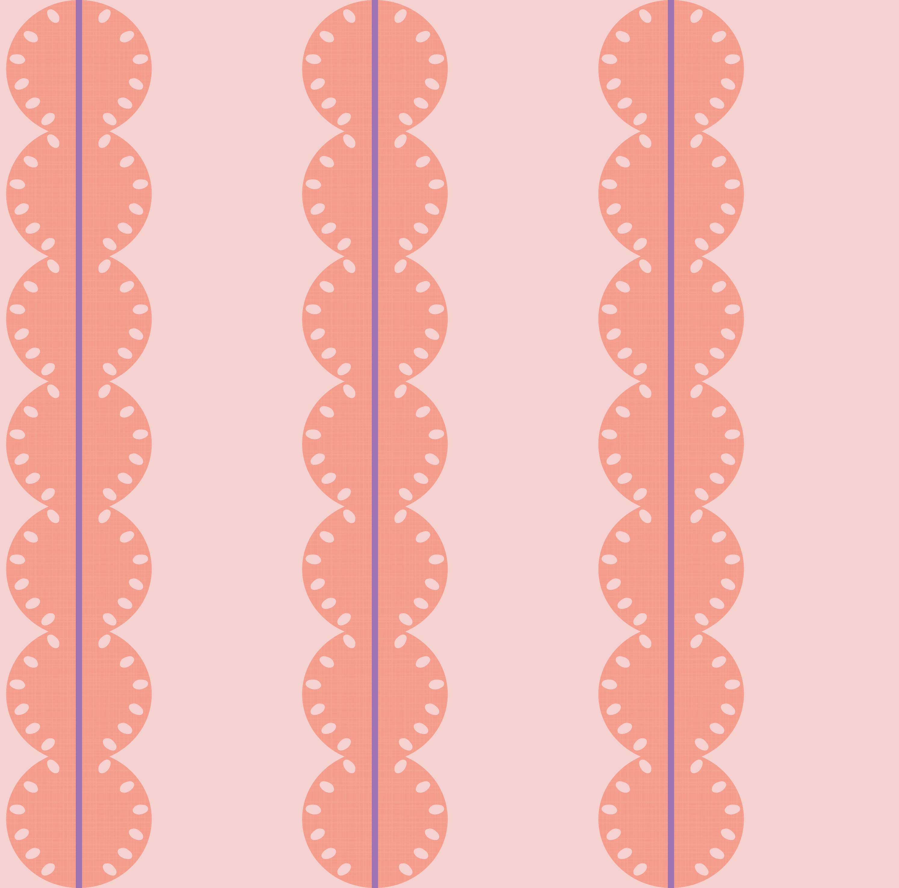 Papr Walls strepen behang meisjeskamer of babykamer met boogjes bubble dot paars koraal