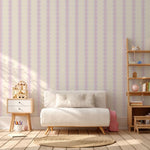 Papr Walls strepen behang meisjeskamer of babykamer met boogjes bubble dot lila koraal