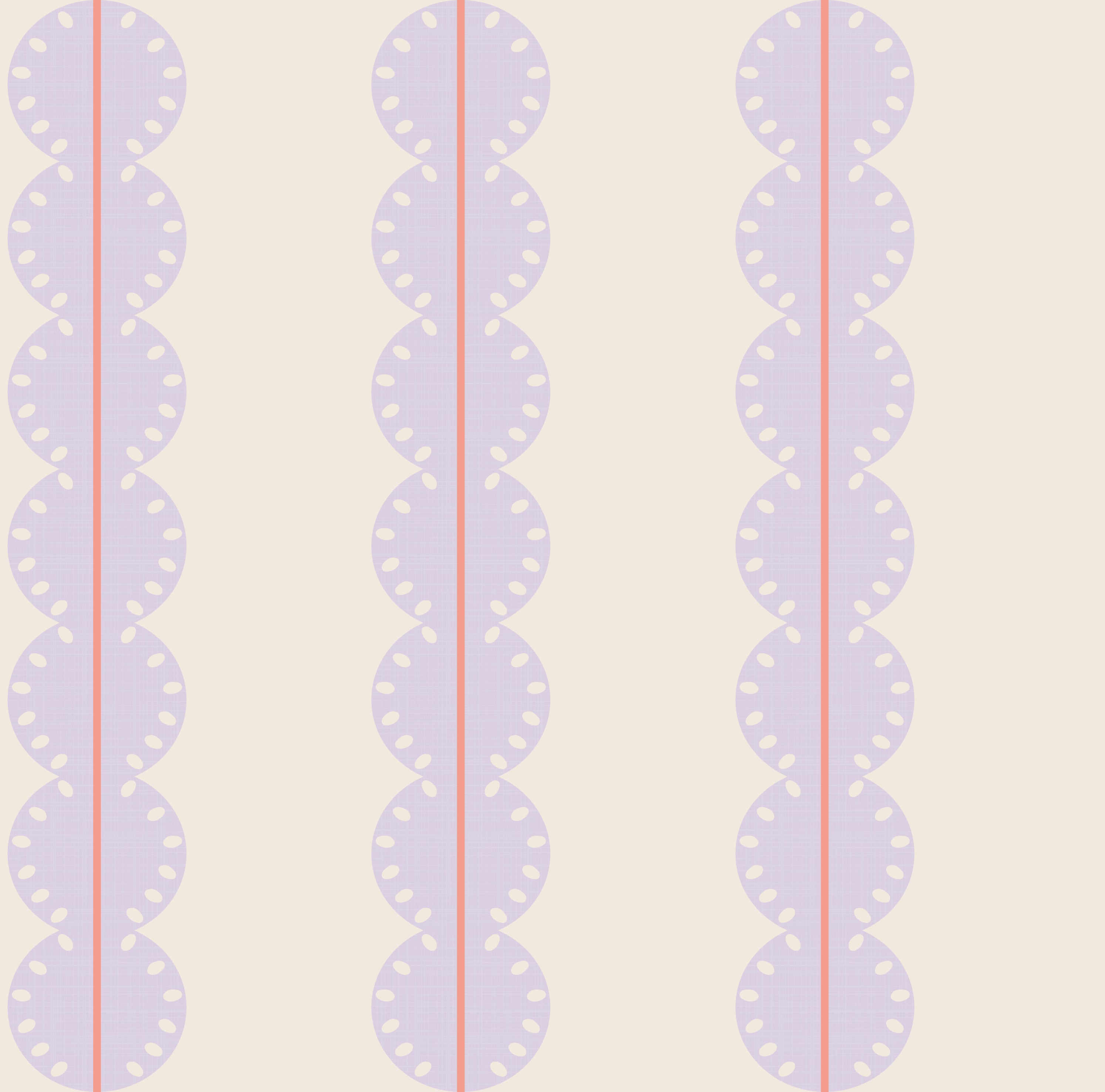 Papr Walls strepen behang meisjeskamer of babykamer met boogjes bubble dot lila koraal