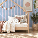 Papr Walls strepen behang meisjeskamer of babykamer met boogjes bubble dot lila wit lichtblauw