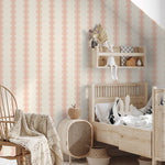 Papr Walls strepen behang meisjeskamer of babykamer met boogjes bubble dot nude lichtroze koraal
