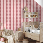 Papr Walls strepen behang meisjeskamer of babykamer met boogjes bubble dot nude oudroze koraal