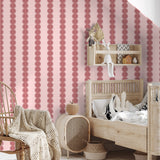 Papr Walls strepen behang meisjeskamer of babykamer met boogjes bubble dot nude oudroze koraal