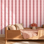 Papr Walls strepen behang meisjeskamer of babykamer met boogjes bubble dot nude oudroze koraal