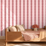 Papr Walls strepen behang meisjeskamer of babykamer met boogjes bubble dot nude oudroze koraal