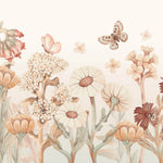 Pastelowe Love Flowers boho bloemen behang voor meisjeskamer en babykamer bruin terra