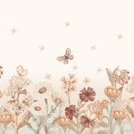 Pastelowe Love Flowers boho bloemen behang voor meisjeskamer en babykamer bruin terra