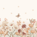Pastelowe Love Flowers boho bloemen behang voor meisjeskamer en babykamer bruin terra