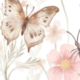 Pastelowe Love Butterflies bloemen en vlinders behang voor meisjeskamer en babykamer 