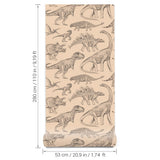 Pastelowe Love dino behang voor de jongenskamer beige