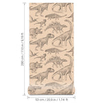 Pastelowe Love dino behang voor de jongenskamer beige