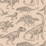 Pastelowe Love dino behang voor de jongenskamer beige