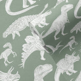 Pastelowe Love dino behang voor de jongenskamer matcha groen