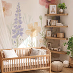 Pastelowe Love Spring Garden bloemenbehang voor de meisjeskamer of babykamer mural roze geel en blauw