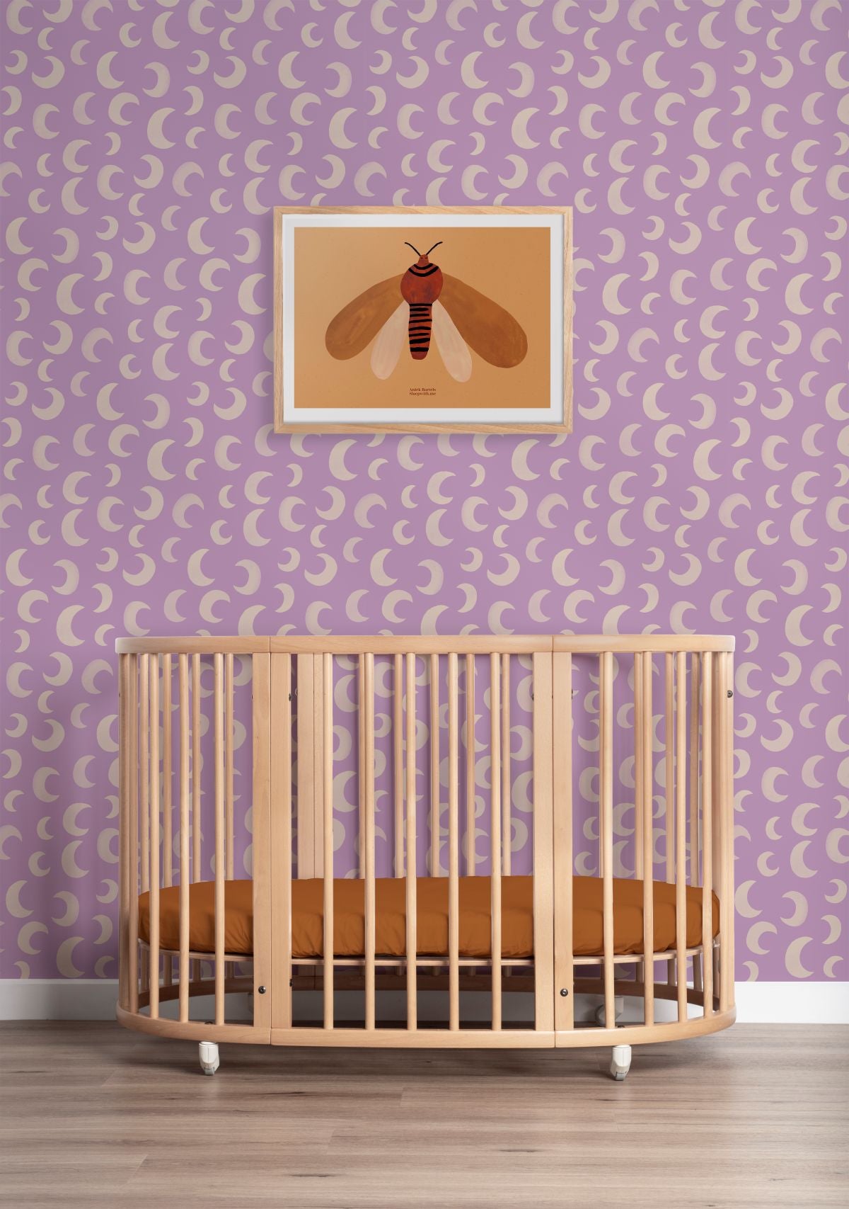 Meet me at the Wall Moon manen behang voor de kinderkamer lila